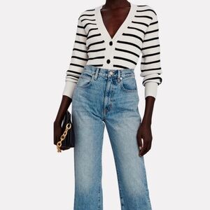 FRAME Relaxed Striped Rib-Knit Cardigan & bralette set nwt